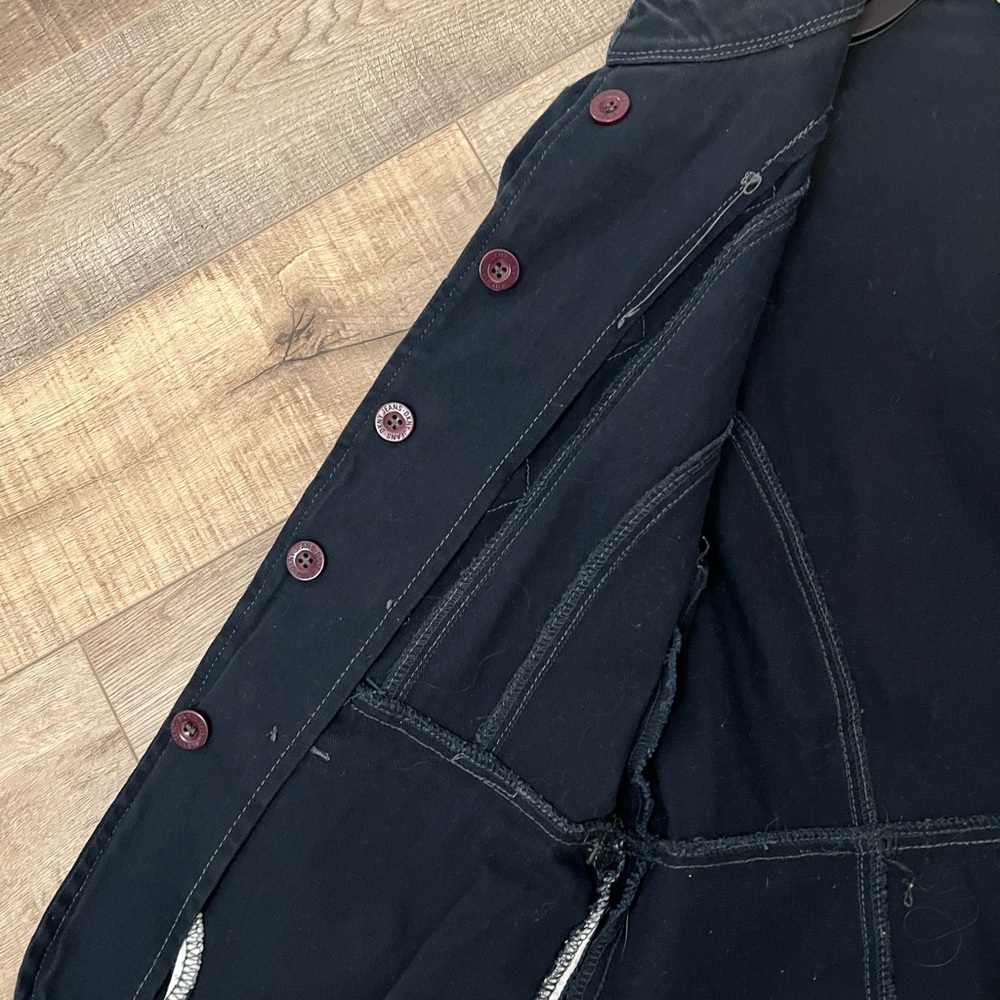 DKNY dark denim Military-Inspired Blazer with silvertone buttons sz L - Picture 5 of 8